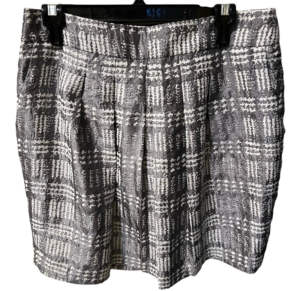 The Limited Plaid Pleated Women's Dressy Skirt Gray and White Size Medium Office